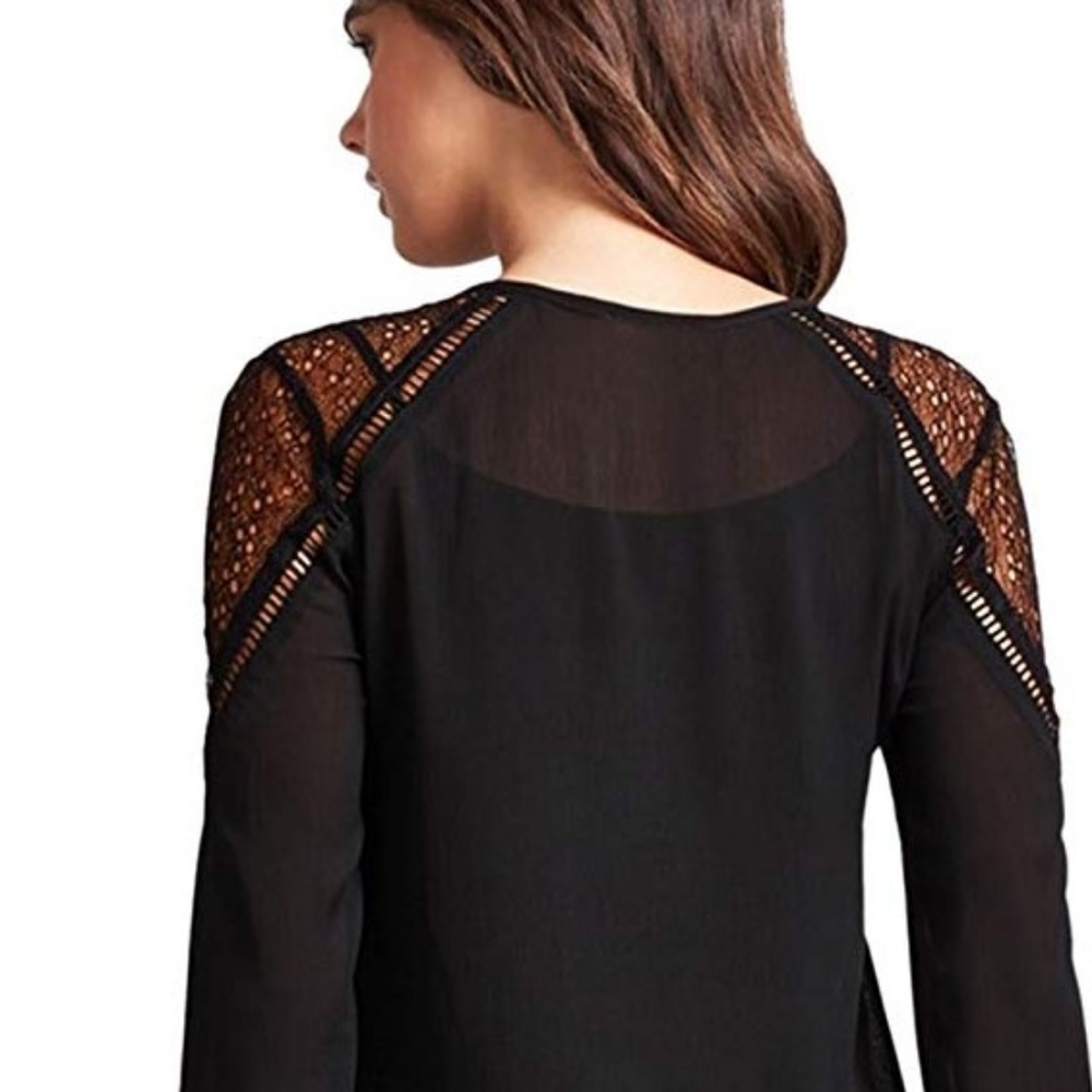 New Boho Sheer Mesh Lace cut out blouse - Picture 6 of 8